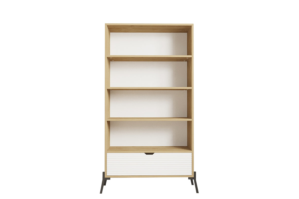 Bibliotecă Numana, Stejar safir - Alb, 84x30x160 cm
