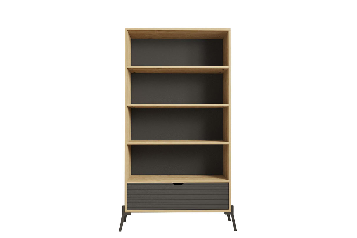 Bibliotecă Numana - Sapphire Oak, Antracite, Stejar safir - Antracit, 84x30x160 cm