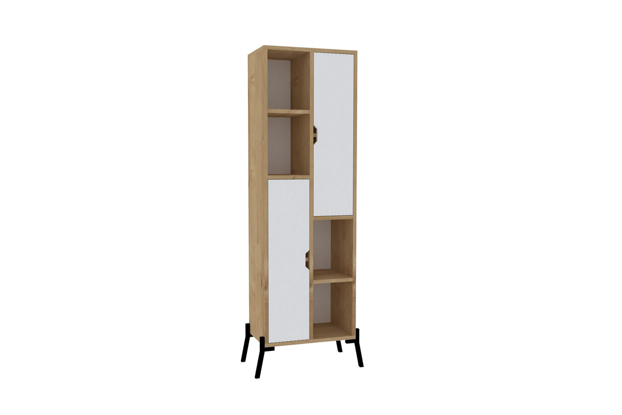 Bibliotecă Sorrento, Stejar safir - Alb, 48x30x160 cm