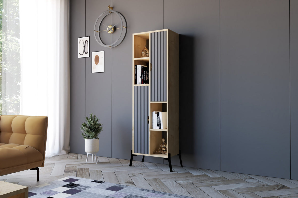 Bibliotecă Sorrento - Sapphire Oak, Antracite, Stejar safir - Antracit, 48x30x160 cm
