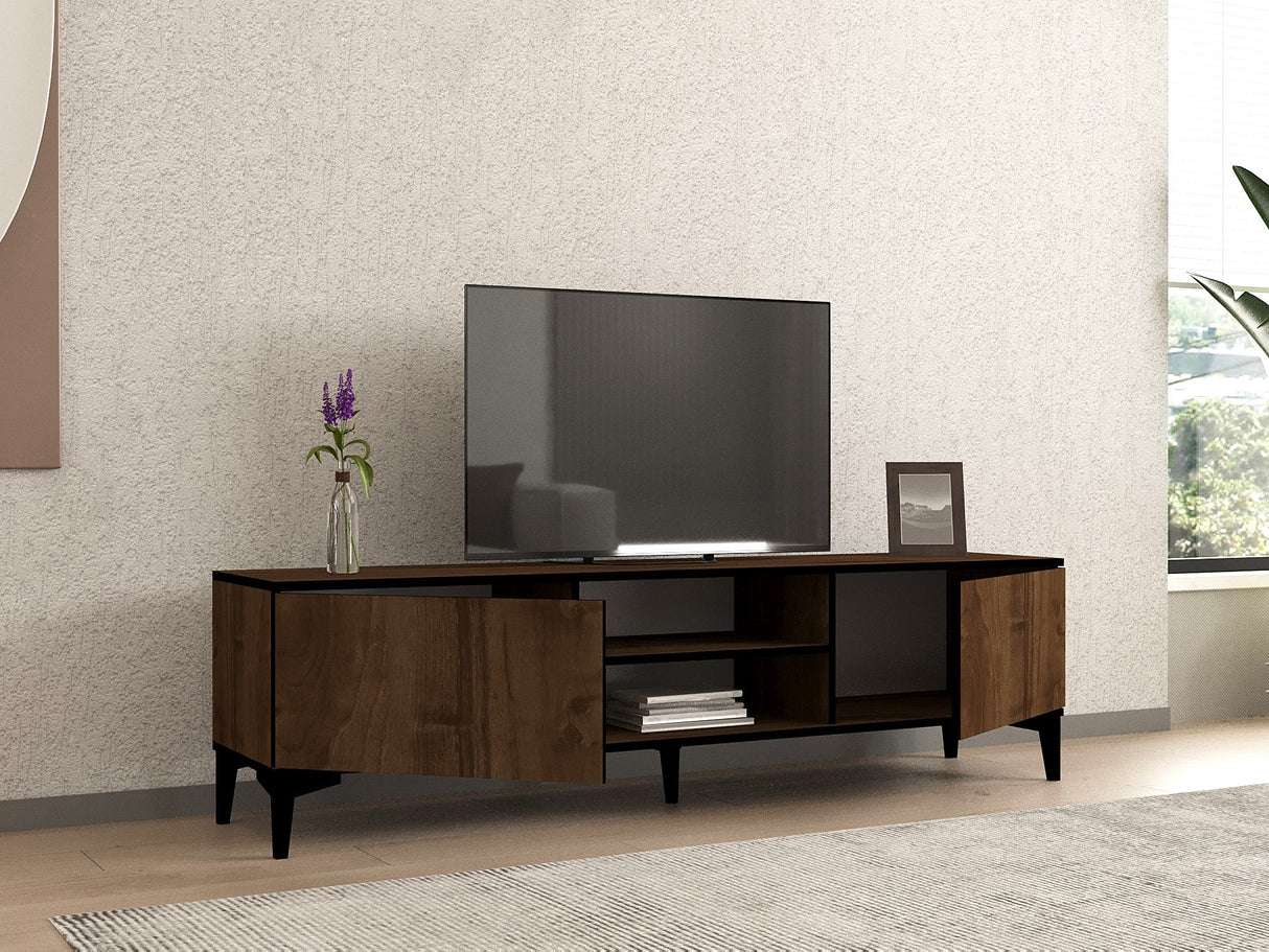 Set mobilă pentru sufragerie Goral, Nuc - Negru, 180x40x45 cm