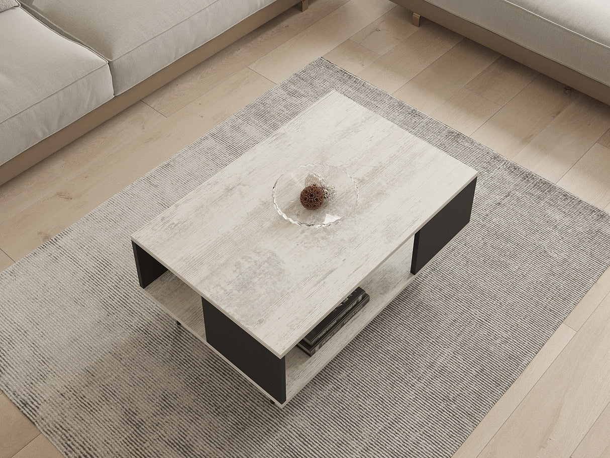 Măsuță de cafea Seda, Diverse culori, 90x60x40 cm - Alb - Negru | SKU: 835PUQ2834 | Măsuță de cafea Seda, 90x60x40 cm, varianta Alb - Negru, produs pentru amenajarea locuinței, disponibil online în România la CasaMob