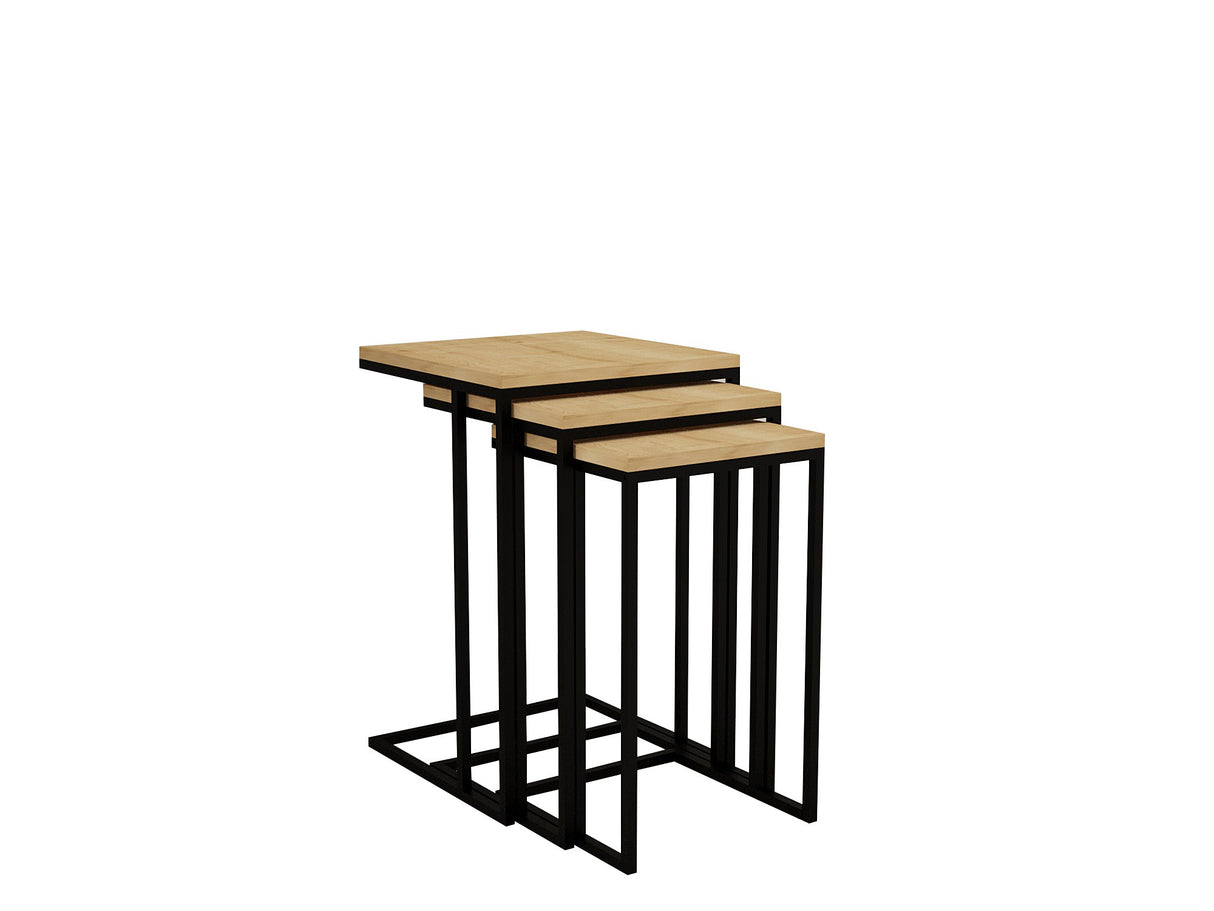 Set 3 măsuțe de cafea Roma, Sapphire - Negru, 40x40x62 cm
