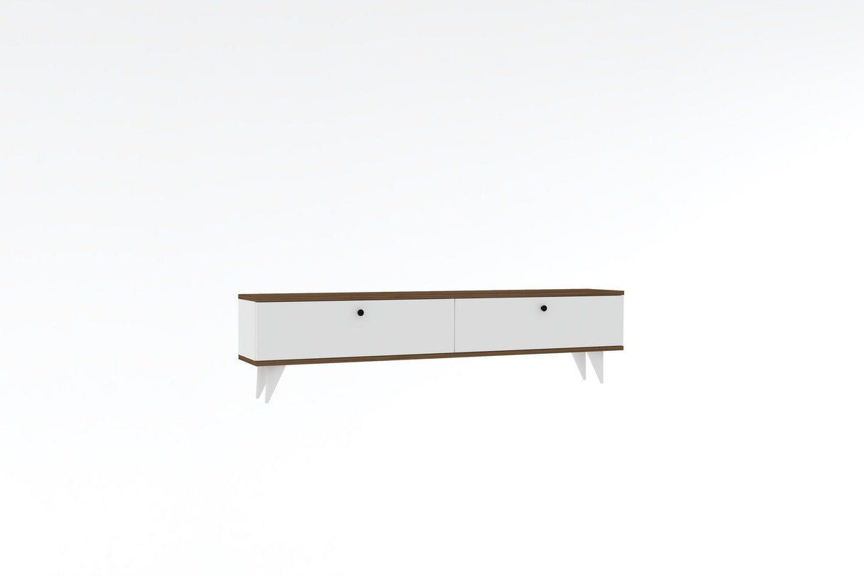 Comodă TV Paris, Diverse culori, 160x25x40 cm - Alb - Nuc | SKU: 835PUQ3021 | Comodă TV Paris, 160x25x40 cm, varianta Alb - Nuc, produs pentru amenajarea locuinței, disponibil online în România la CasaMob