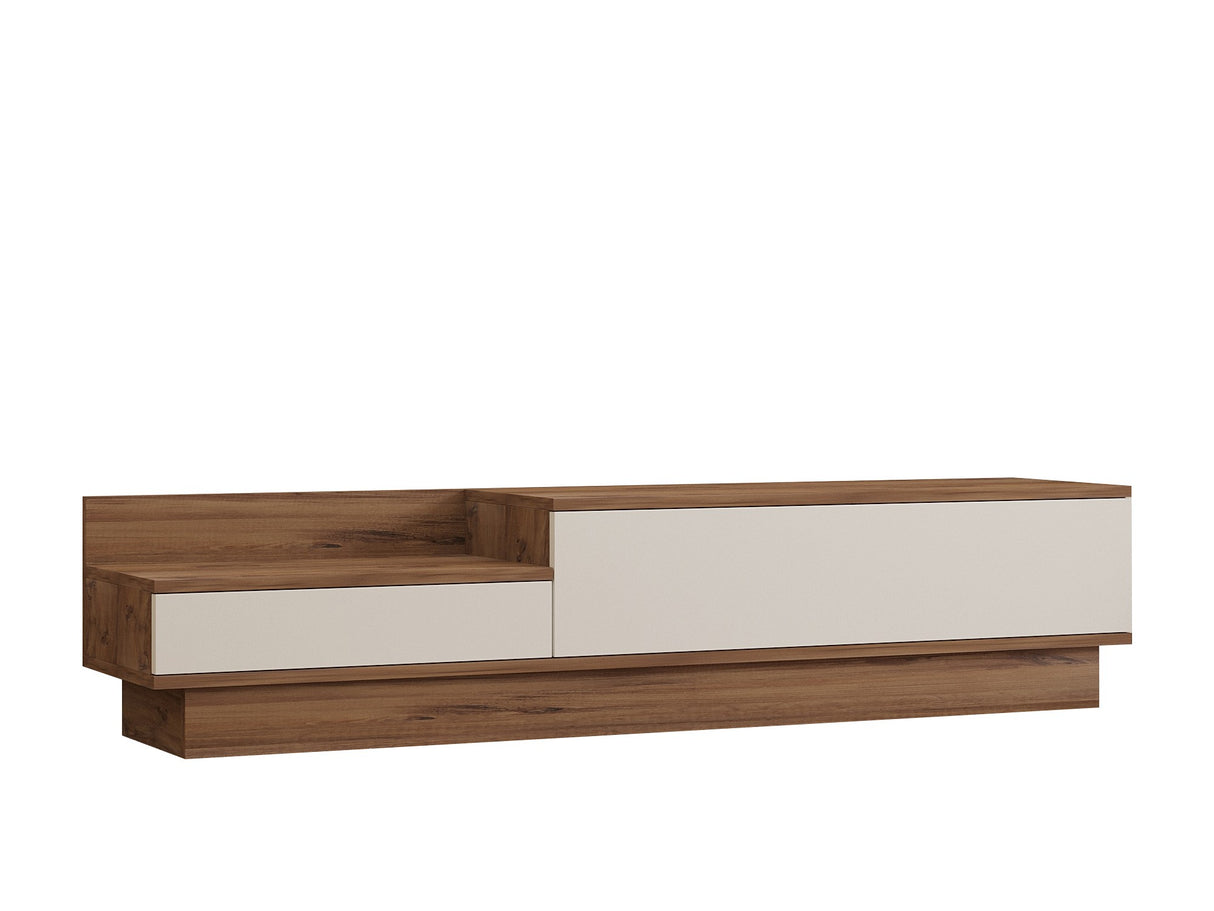 Comodă TV Barko, Pin atlantic - Alb, 160x35x35 cm