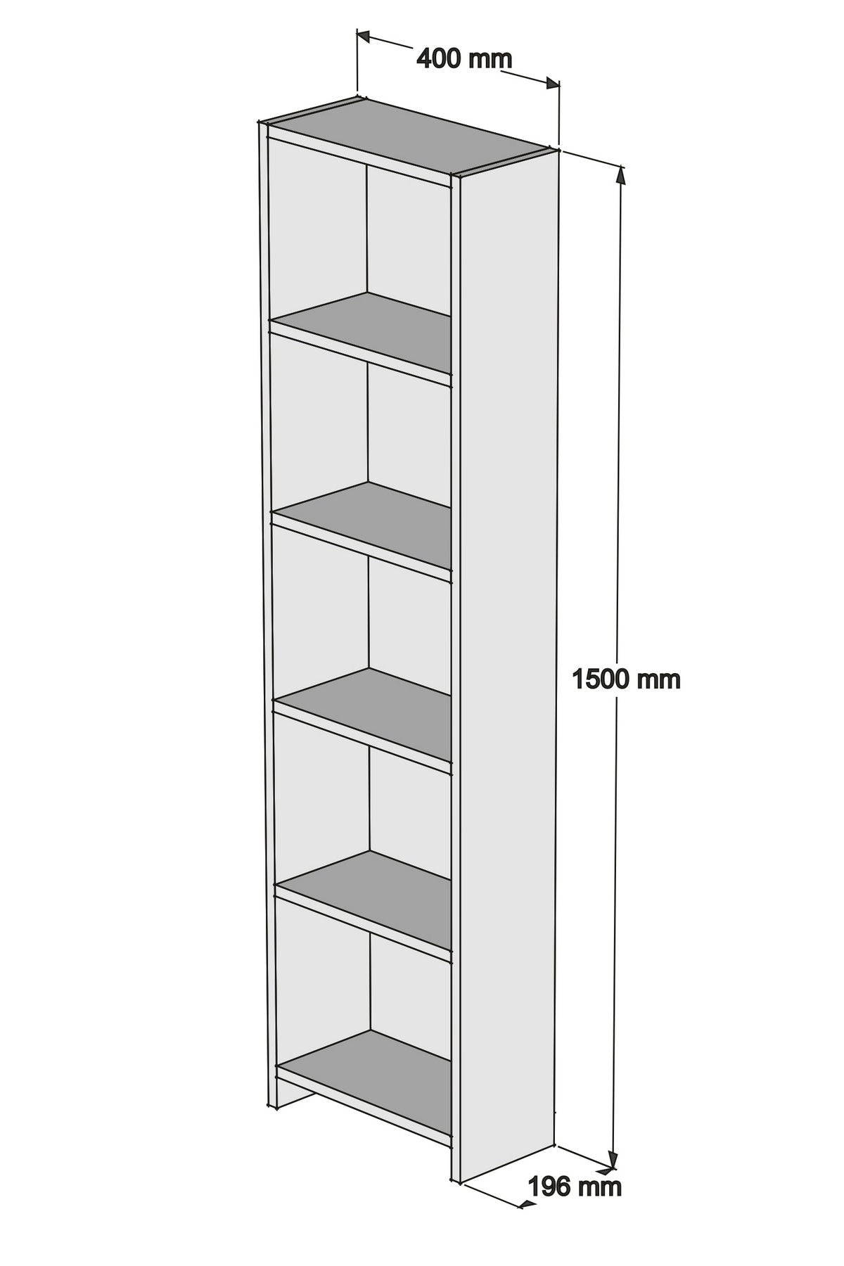 Bibliotecă Barkın, Alb, 40x20x150 cm