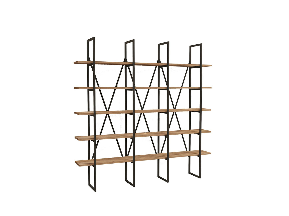 Bibliotecă Beylerbeyi, Diverse culori, 160x26x160 cm - Negru - Pin atlantic | SKU: 835PUQ3652 | Bibliotecă Beylerbeyi, 160x26x160 cm, varianta Negru - Pin atlantic, produs pentru amenajarea locuinței, disponibil online în România la CasaMob