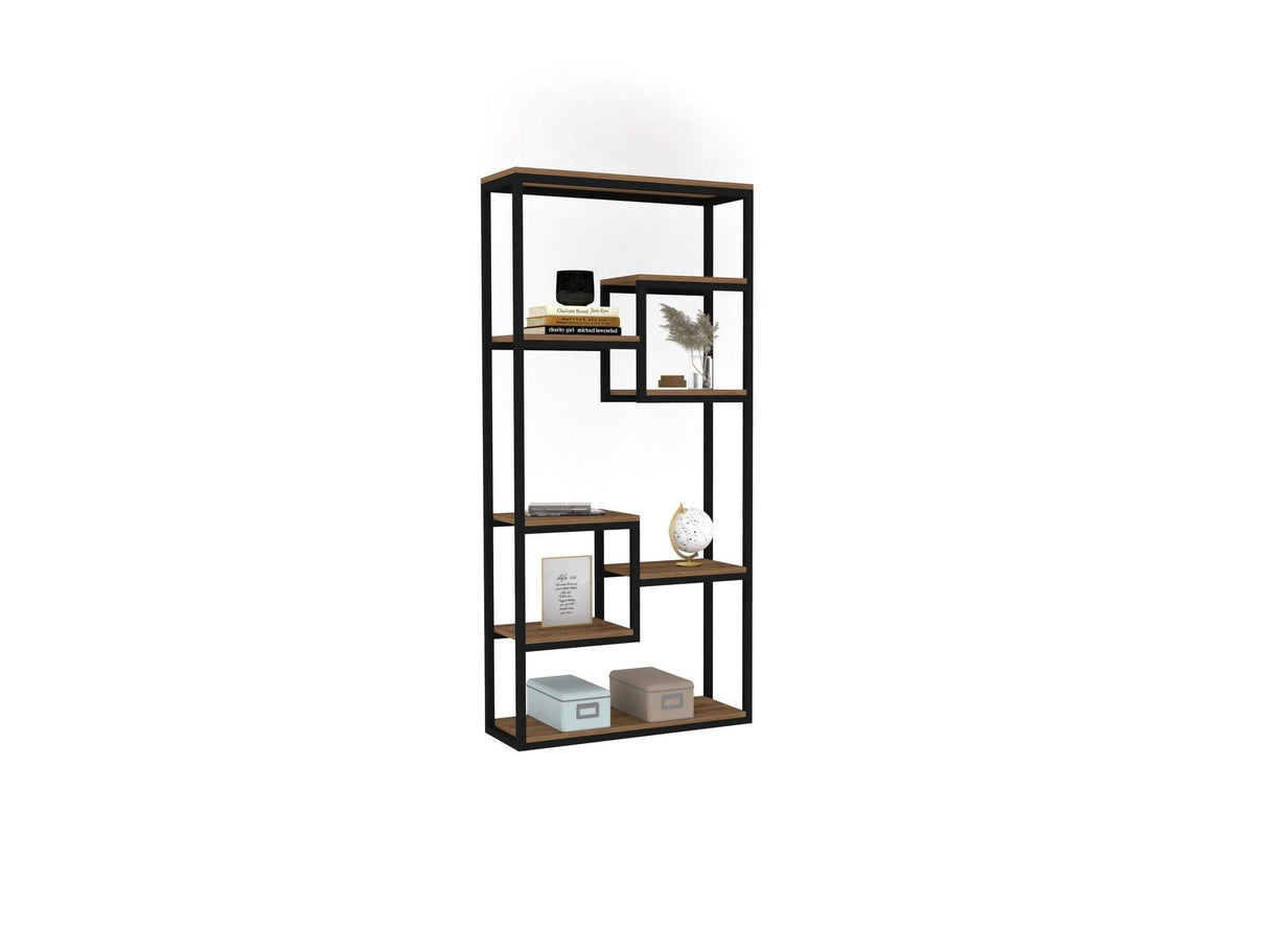 Bibliotecă Emina, Diverse culori, 85x29x182 cm - Nuc - Negru | SKU: 835PUQ3670 | Bibliotecă Emina, 85x29x182 cm, varianta Nuc - Negru, produs pentru amenajarea locuinței, disponibil online în România la CasaMob