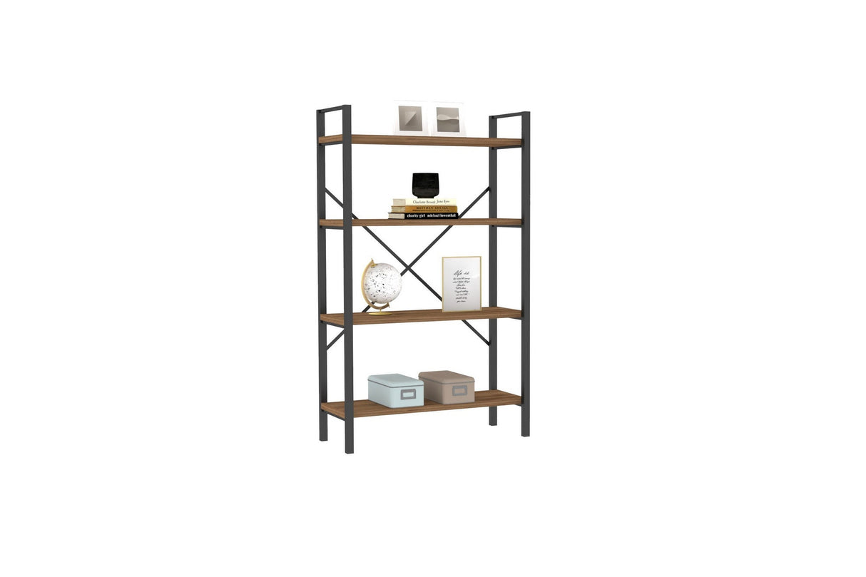 Bibliotecă Mina, Diverse culori, 60x24x100 cm - Nuc - Negru | SKU: 835PUQ3683 | Bibliotecă Mina, 60x24x100 cm, varianta Nuc - Negru, produs pentru amenajarea locuinței, disponibil online în România la CasaMob