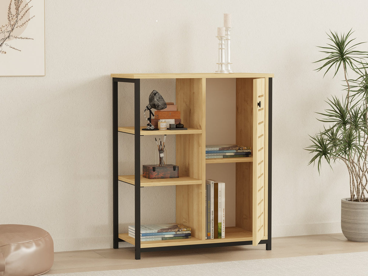 Bibliotecă Ihlamur, Sapphire - Negru, 72x34x84 cm
