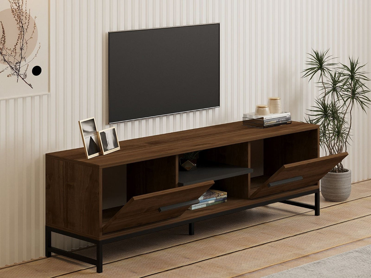 Comodă TV Mono, Diverse culori, 160x40x50 cm - Nuc | SKU: 835PUQ4495 | Comodă TV Mono, 160x40x50 cm, varianta Nuc, produs pentru amenajarea locuinței, disponibil online în România la CasaMob