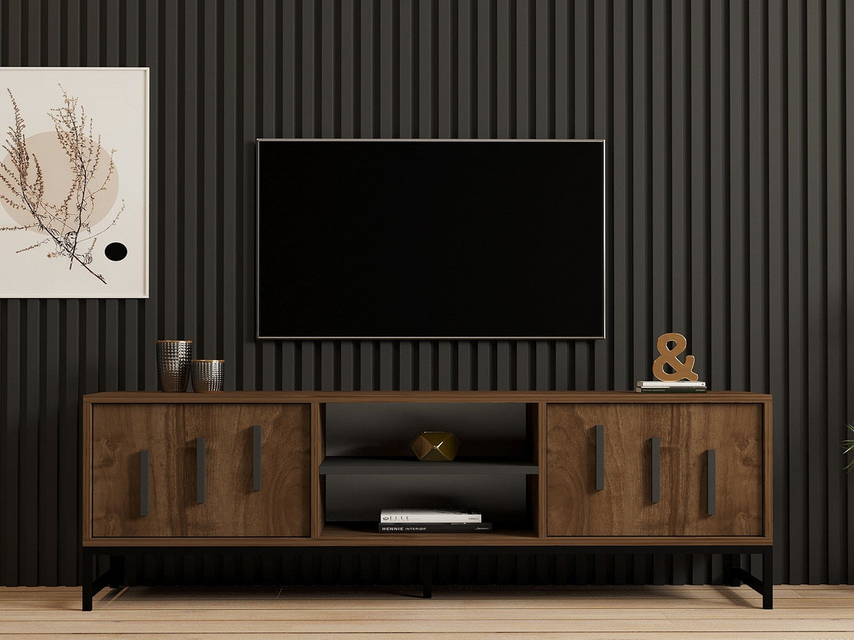 Comodă TV Shape, Diverse culori, 160x40x50 cm - Nuc | SKU: 835PUQ4498 | Comodă TV Shape, 160x40x50 cm, varianta Nuc, produs pentru amenajarea locuinței, disponibil online în România la CasaMob