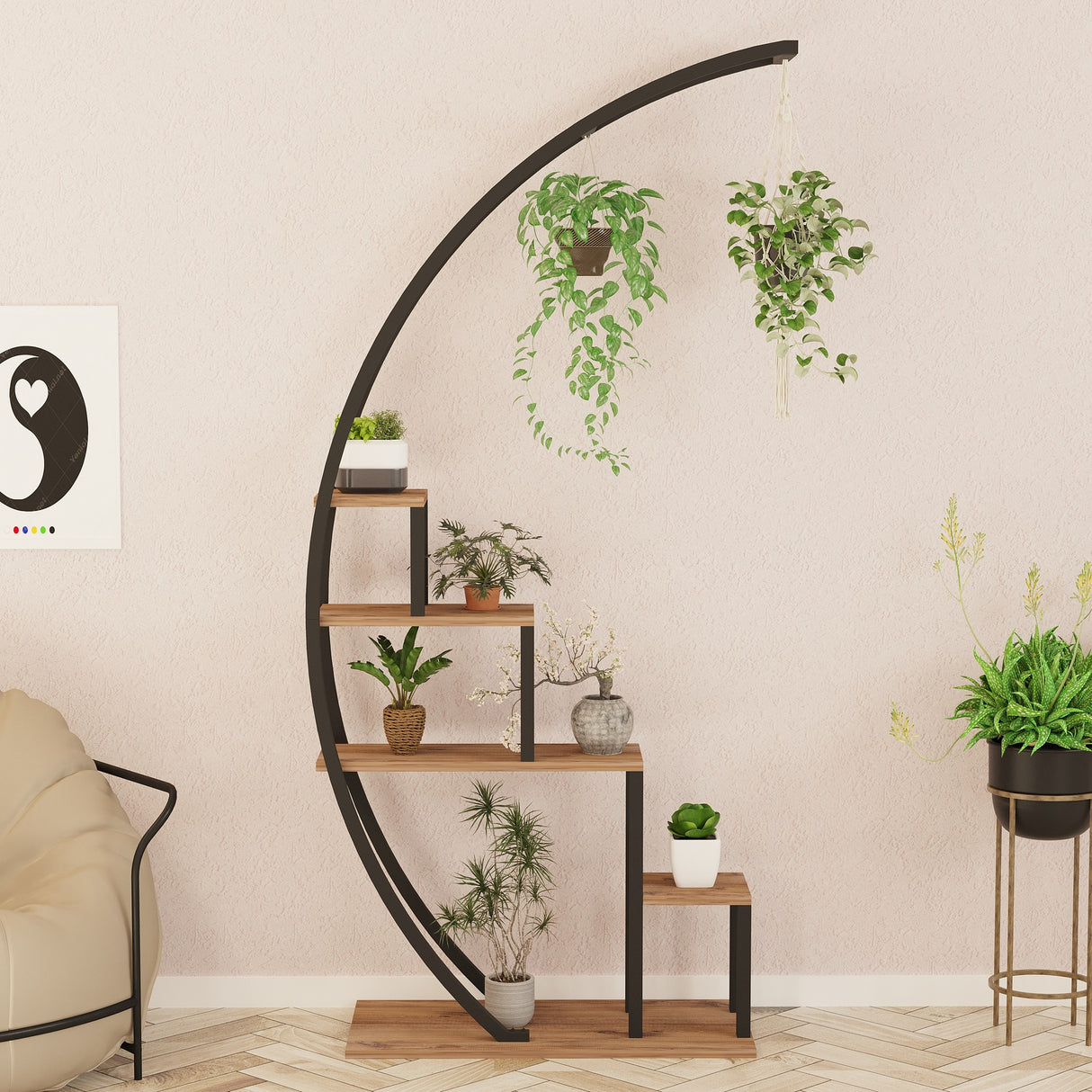 Bibliotecă Garden, Pin atlantic - Negru, 85x35x180 cm