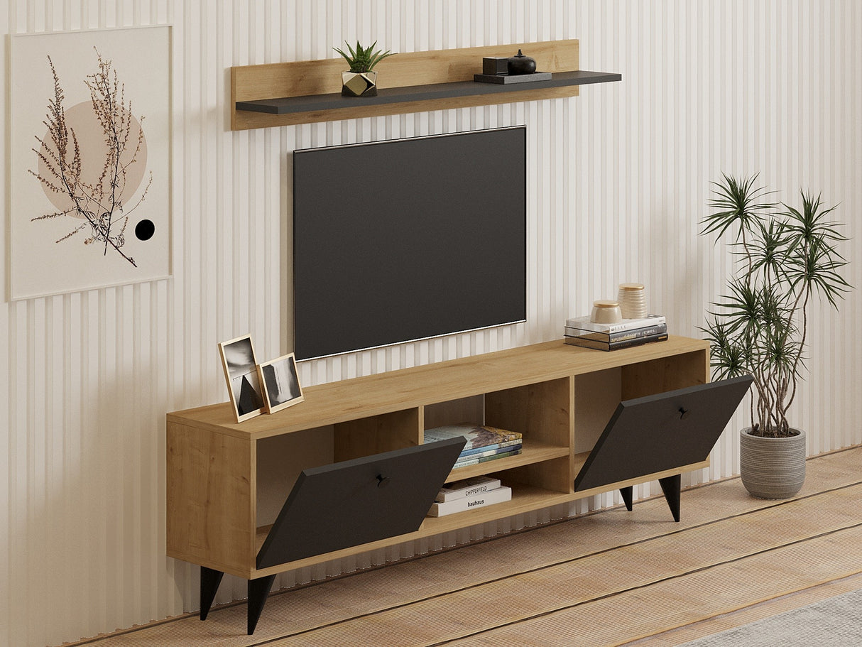 Comodă TV Sliva, Sapphire - Antracit, 160x30x48 cm
