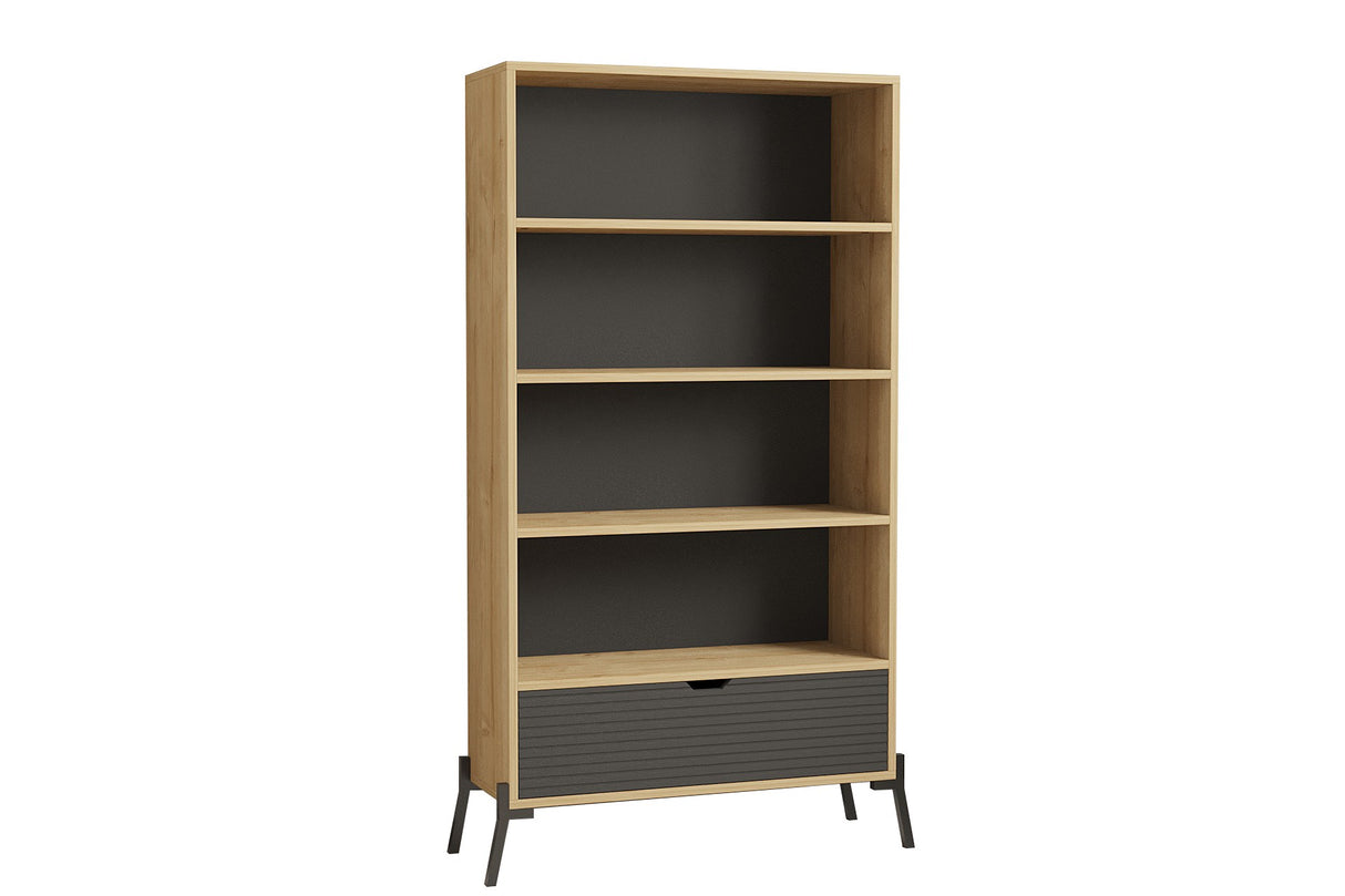 Bibliotecă Numana - Sapphire Oak, Antracite, Stejar safir - Antracit, 84x30x160 cm