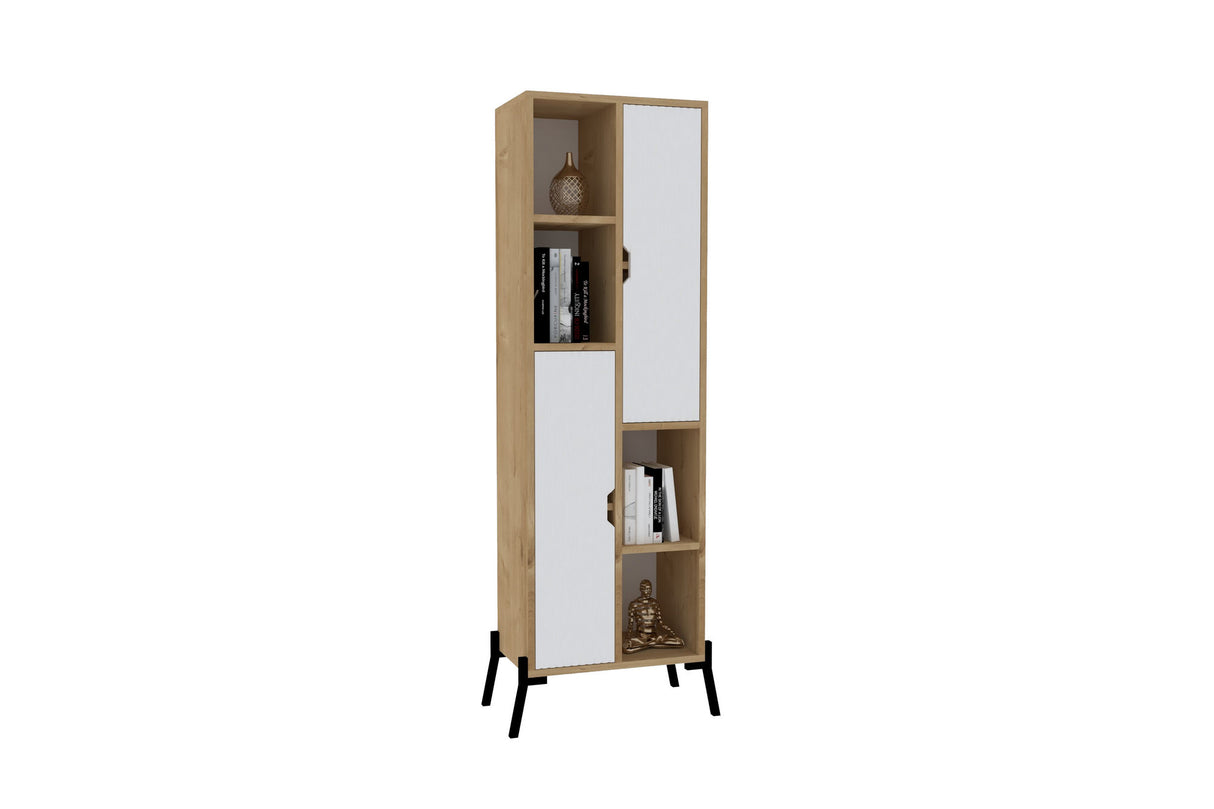 Bibliotecă Sorrento, Stejar safir - Alb, 48x30x160 cm