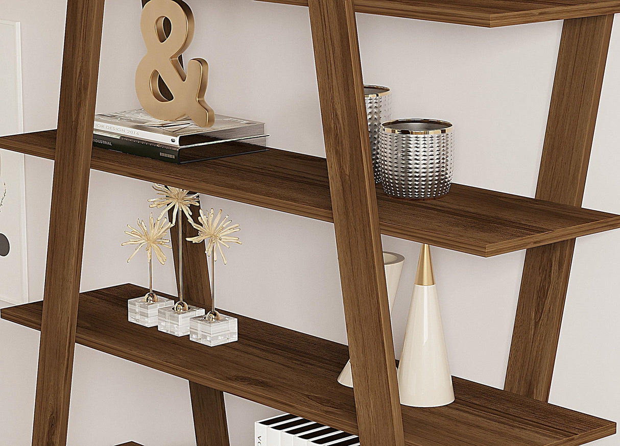 Bibliotecă Conde, Diverse culori, 120x25x150 cm - Nuc | SKU: 835PUQ5309 | Bibliotecă Conde, 120x25x150 cm, varianta Nuc, produs pentru amenajarea locuinței, disponibil online în România la CasaMob