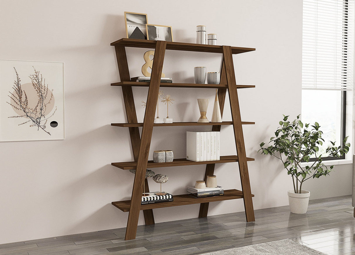 Bibliotecă Conde, Diverse culori, 120x25x150 cm - Nuc | SKU: 835PUQ5309 | Bibliotecă Conde, 120x25x150 cm, varianta Nuc, produs pentru amenajarea locuinței, disponibil online în România la CasaMob