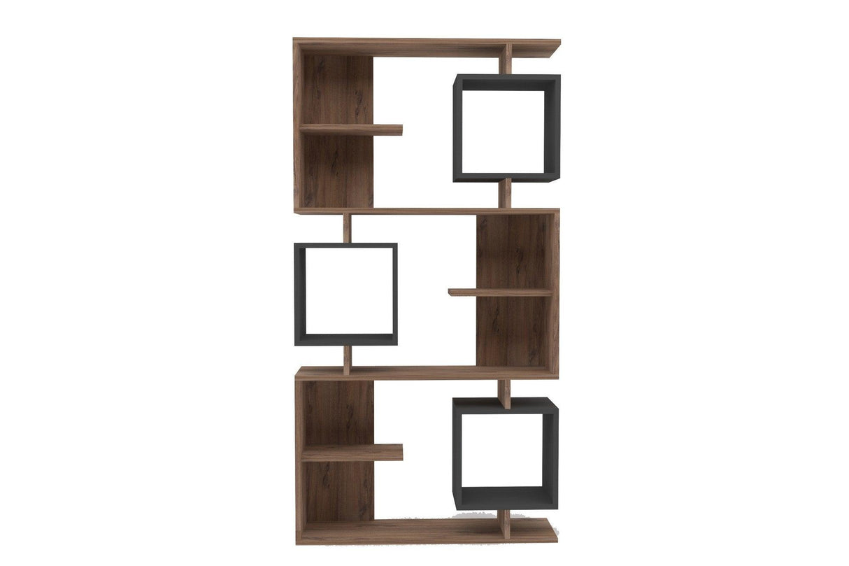 Biblioteca Edi cu 9 Rafturi, 90 X 172 X 25 Cm - Antracit Pin Atlantic, SKU 835PUQ5316