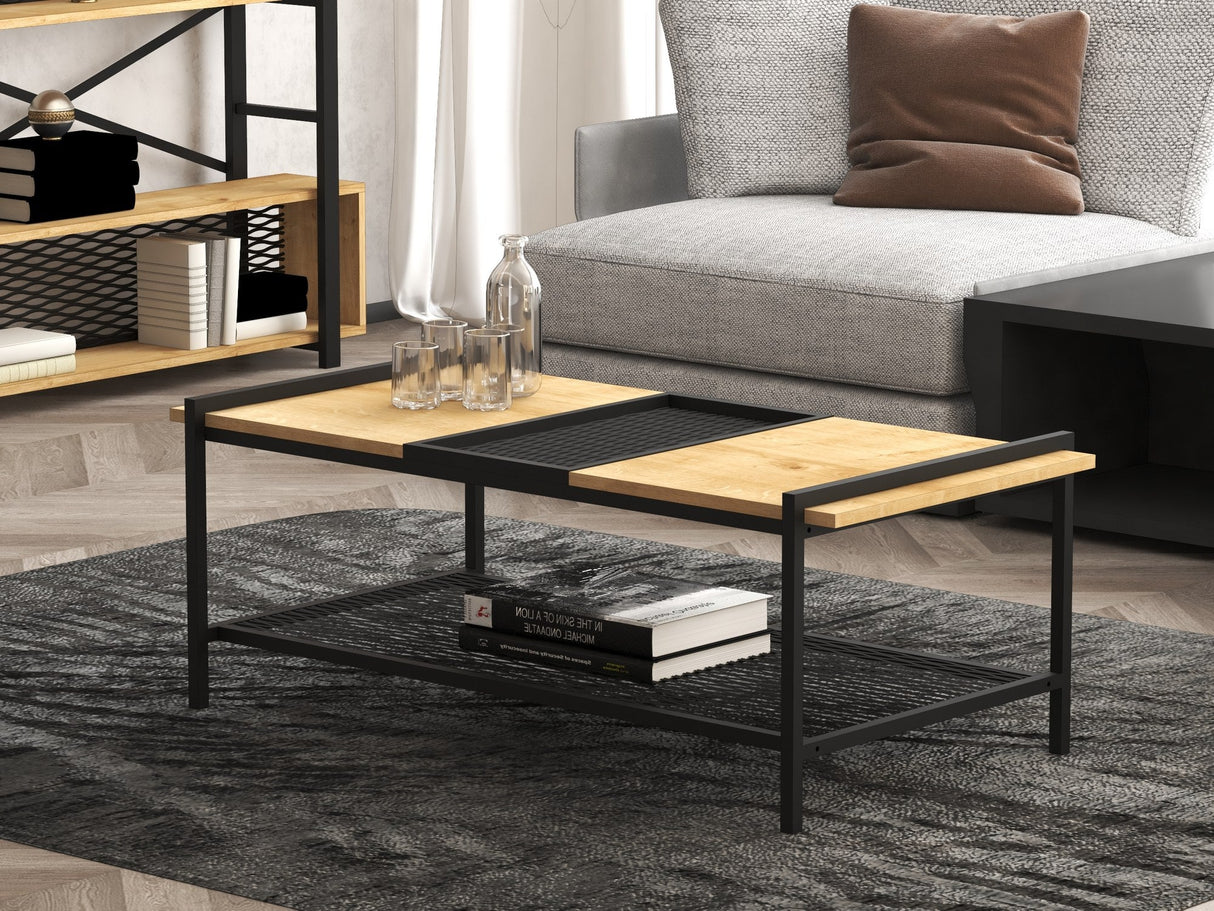 Măsuță de cafea Mata, Diverse culori, Diverse dimensiuni - Nuc - Negru - 120x56x45 cm | SKU: 835PUQ6212 | Măsuță de cafea Mata, varianta Nuc - Negru - 120x56x45 cm, produs pentru amenajarea locuinței, disponibil online în România la CasaMob