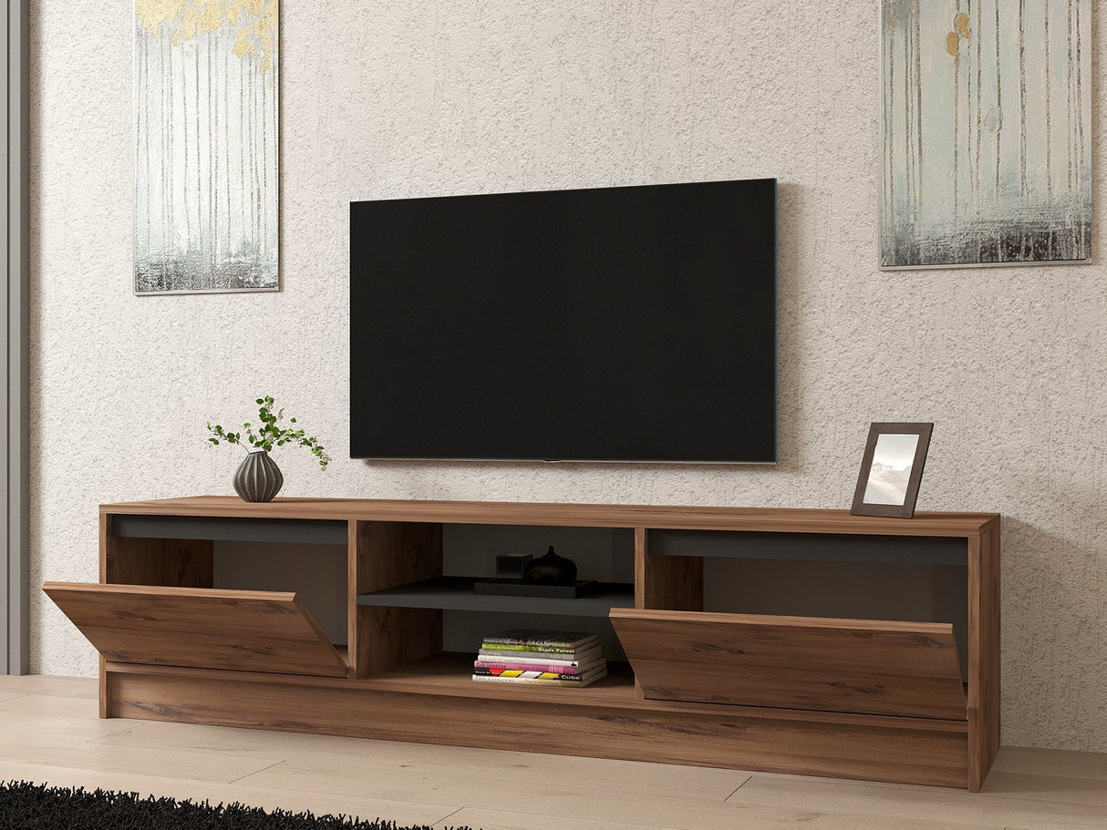 Comodă TV Isıl, Pin atlantic - Antracit, 180x40x45 cm