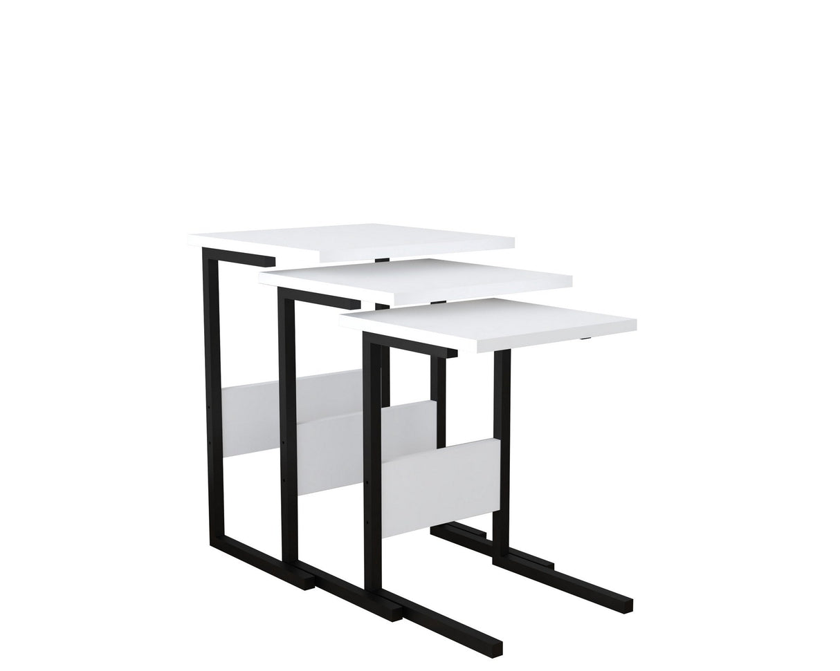 Set 3 măsuțe de cafea Sali, Diverse culori, 40x40x55 cm - Negru - Alb | SKU: 835PUQ6246 | Set 3 măsuțe de cafea Sali, 40x40x55 cm, varianta Negru - Alb, produs pentru amenajarea locuinței, disponibil online în România la CasaMob