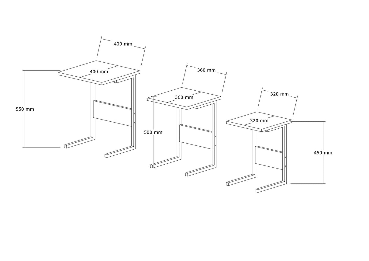 Set 3 măsuțe de cafea Sali, Diverse culori, 40x40x55 cm - Negru - Alb | SKU: 835PUQ6246 | Set 3 măsuțe de cafea Sali, 40x40x55 cm, varianta Negru - Alb, produs pentru amenajarea locuinței, disponibil online în România la CasaMob