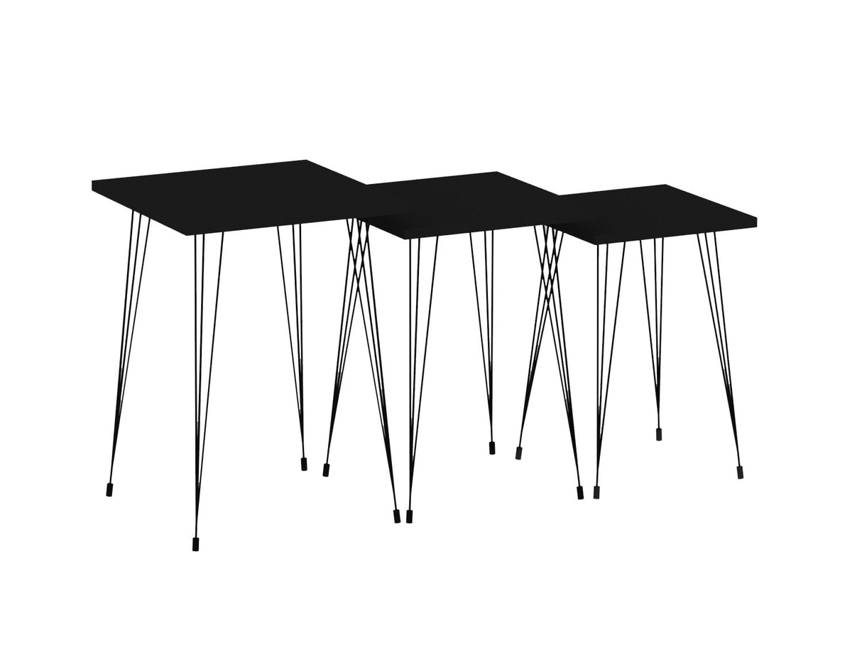 Set 3 măsuțe de cafea Mali, Diverse culori, Diverse dimensiuni - Negru - Antracit - 44x45x52 cm | SKU: 835PUQ6250 | Set 3 măsuțe de cafea Mali, varianta Negru - Antracit - 44x45x52 cm, produs pentru amenajarea locuinței, disponibil online în România la CasaMob
