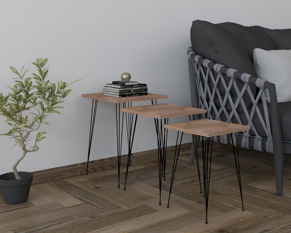 Set 3 măsuțe de cafea Mali, Diverse culori, Diverse dimensiuni - Negru - Pin atlantic - 40x40x55 cm | SKU: 835PUQ6254 | Set 3 măsuțe de cafea Mali, varianta Negru - Pin atlantic - 40x40x55 cm, produs pentru amenajarea locuinței, disponibil online în România la CasaMob