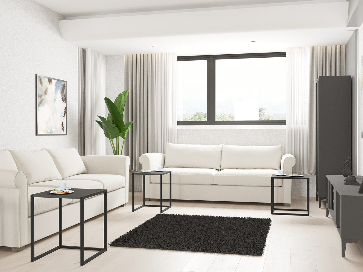 Set 3 măsuțe de cafea Tali, Diverse culori, 44x45x52 cm - Negru - Antracit | SKU: 835PUQ6257 | Set 3 măsuțe de cafea Tali, 44x45x52 cm, varianta Negru - Antracit, produs pentru amenajarea locuinței, disponibil online în România la CasaMob
