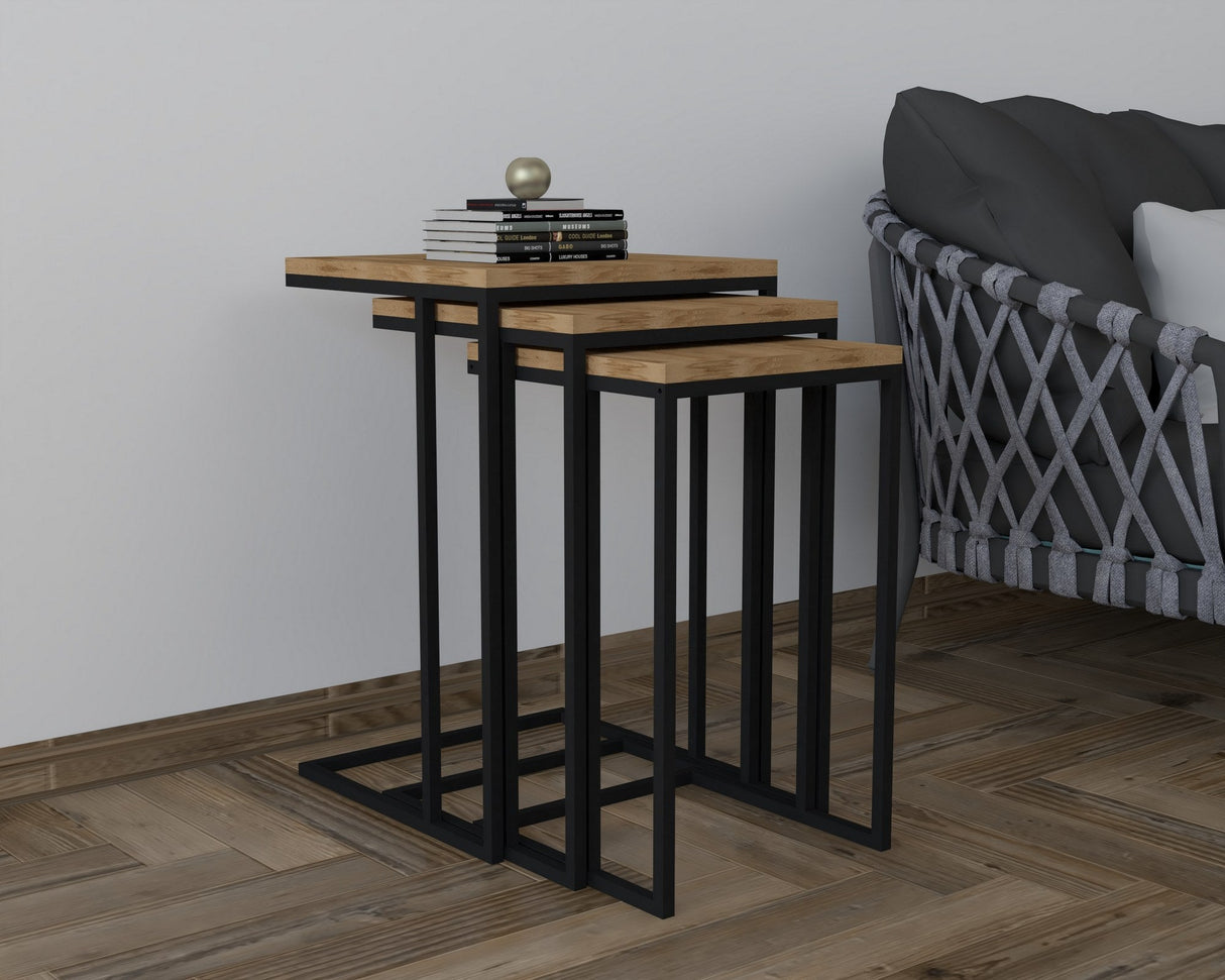 Set 3 măsuțe de cafea Stoli, Diverse culori, 40x40x62 cm - Negru - Oud | SKU: 835PUQ6265 | Set 3 măsuțe de cafea Stoli, 40x40x62 cm, varianta Negru - Oud, produs pentru amenajarea locuinței, disponibil online în România la CasaMob