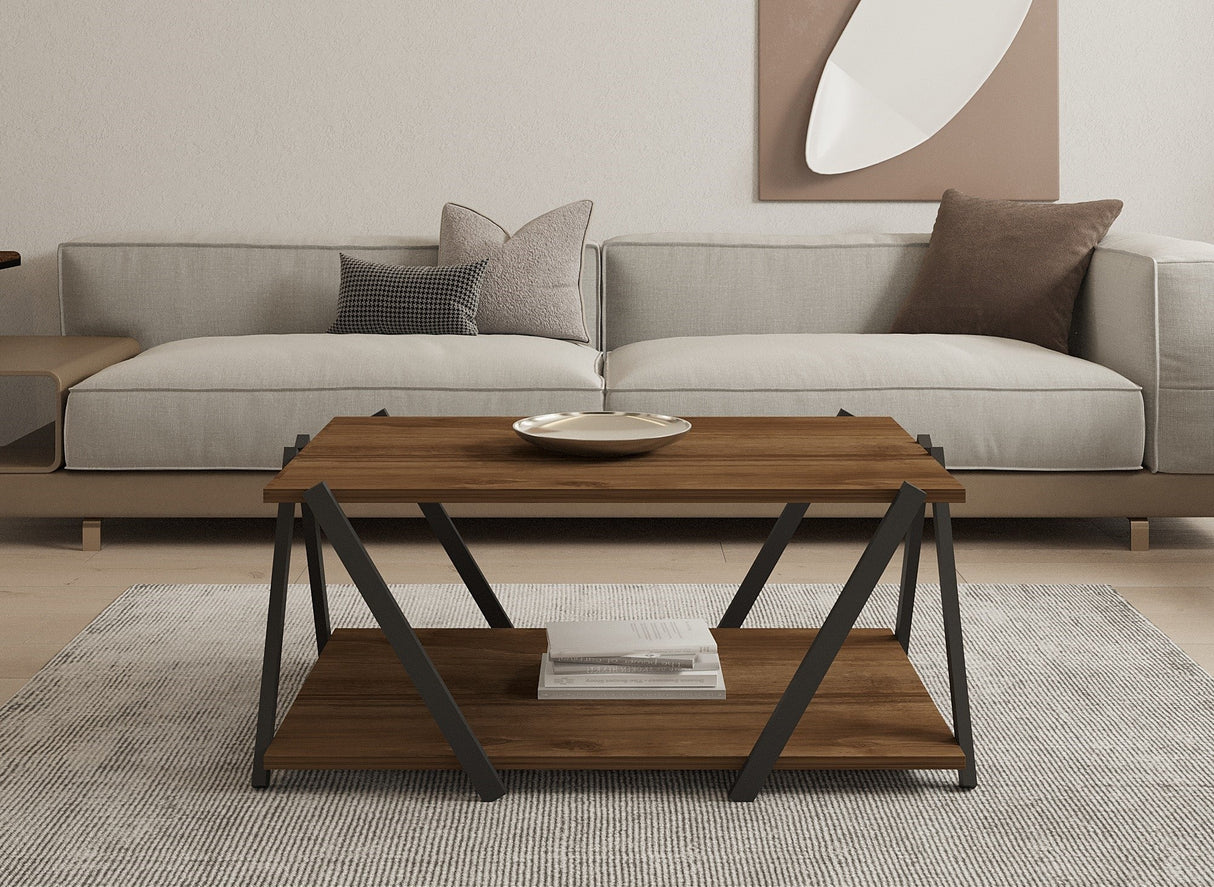 Măsuță de cafea Lara, Diverse culori, 94x64x41 cm - Antracit - Nuc | SKU: 835PUQ6270 | Măsuță de cafea Lara, 94x64x41 cm, varianta Antracit - Nuc, produs pentru amenajarea locuinței, disponibil online în România la CasaMob