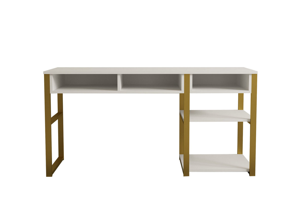 Birou Emro Gold, Alb - Auriu, 150x58x76 cm