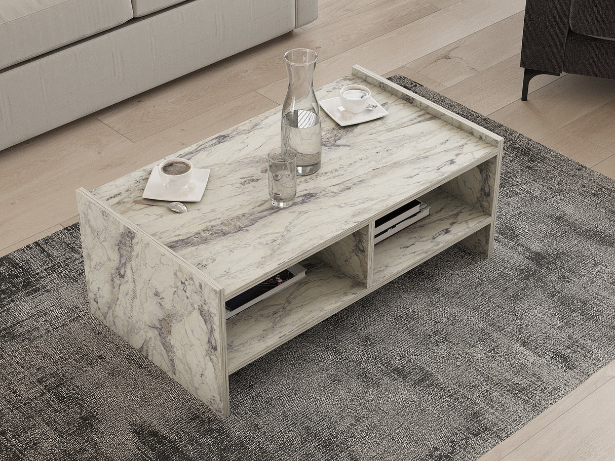 Măsuță de cafea Pera, Diverse culori, 90x50x35 cm - Freesia marble | SKU: 835PUQ6351 | Măsuță de cafea Pera, 90x50x35 cm, varianta Freesia marble, produs pentru amenajarea locuinței, disponibil online în România la CasaMob