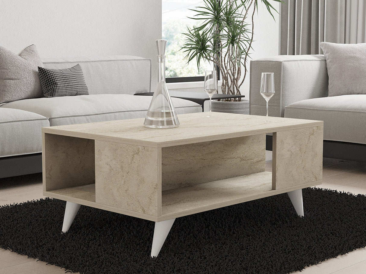 Măsuță de cafea Yuka, Diverse culori, 90x60x40 cm - Travertin | SKU: 835PUQ6354 | Măsuță de cafea Yuka, 90x60x40 cm, varianta Travertin, produs pentru amenajarea locuinței, disponibil online în România la CasaMob