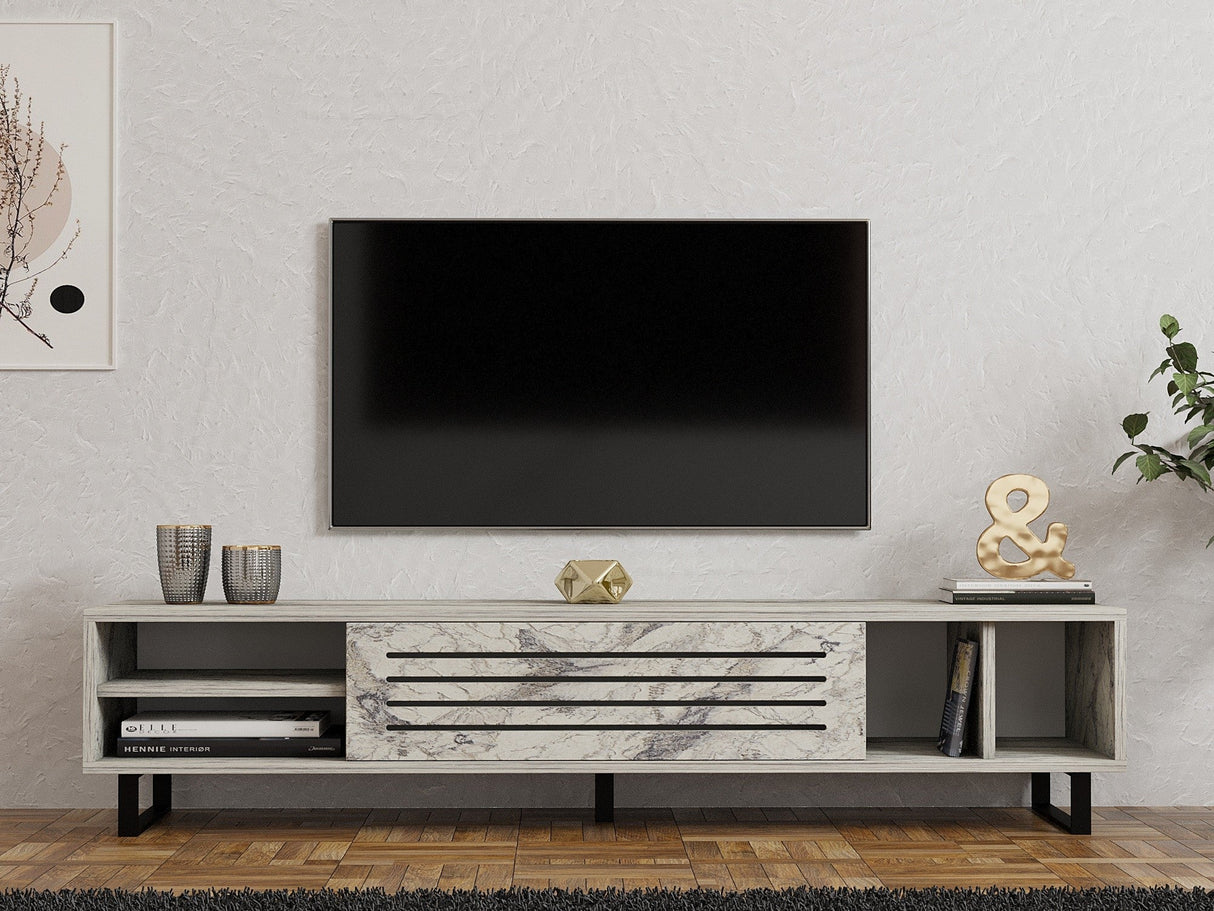Comodă TV Safir, Diverse culori, 160x40x35 cm - Freesia marble | SKU: 835PUQ6404 | Comodă TV Safir, 160x40x35 cm, varianta Freesia marble, produs pentru amenajarea locuinței, disponibil online în România la CasaMob