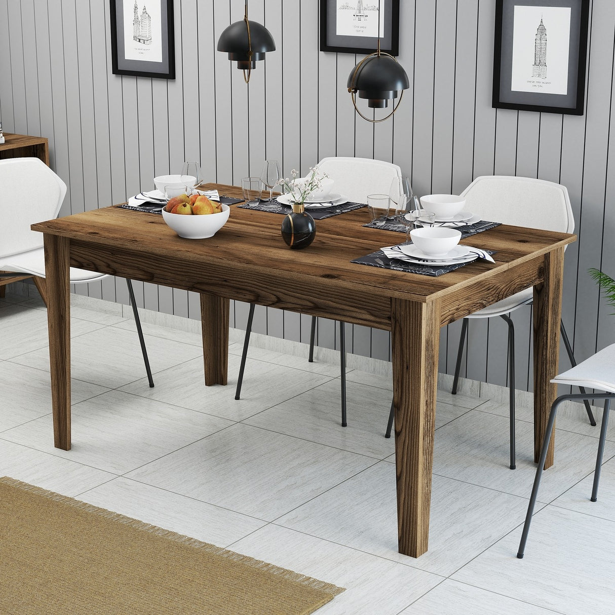 Masă dining Milan 516, Nuc, 145x88x75 cm