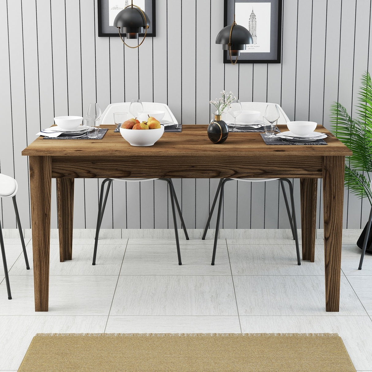 Masă dining Milan 516, Nuc, 145x88x75 cm