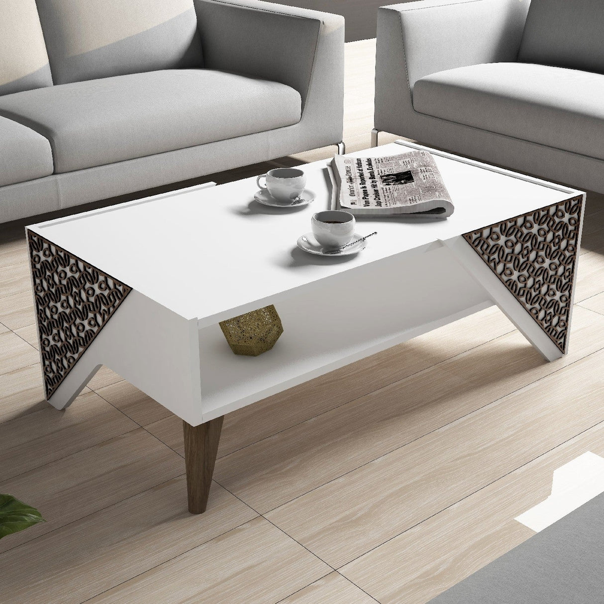Măsuță de cafea Beril, Diverse culori, 105x40x58 cm - Alb | SKU: 845HCT2801 | Măsuță de cafea Beril, 105x40x58 cm, varianta Alb, produs pentru amenajarea locuinței, disponibil online în România la CasaMob