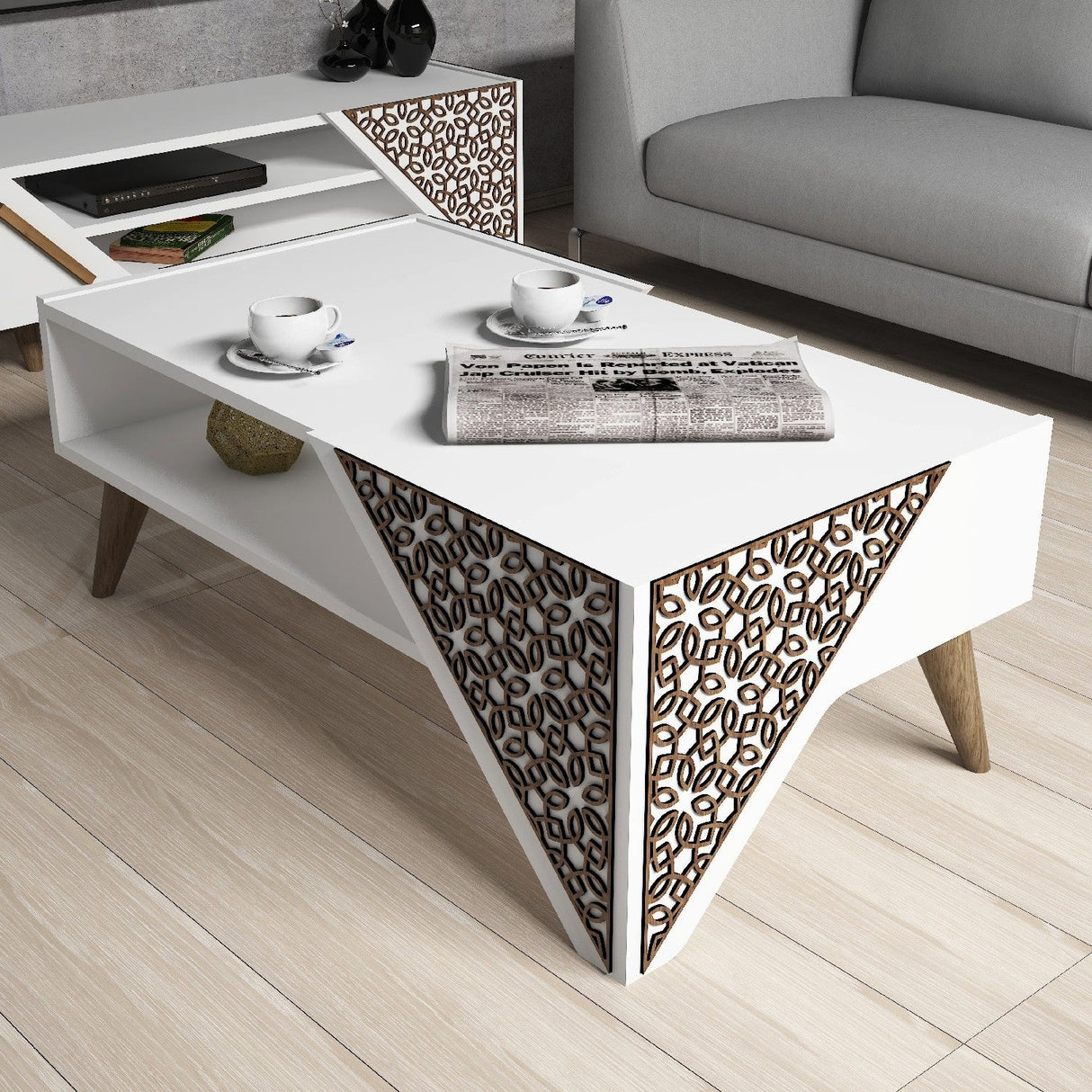 Măsuță de cafea Beril, Diverse culori, 105x40x58 cm - Alb | SKU: 845HCT2801 | Măsuță de cafea Beril, 105x40x58 cm, varianta Alb, produs pentru amenajarea locuinței, disponibil online în România la CasaMob