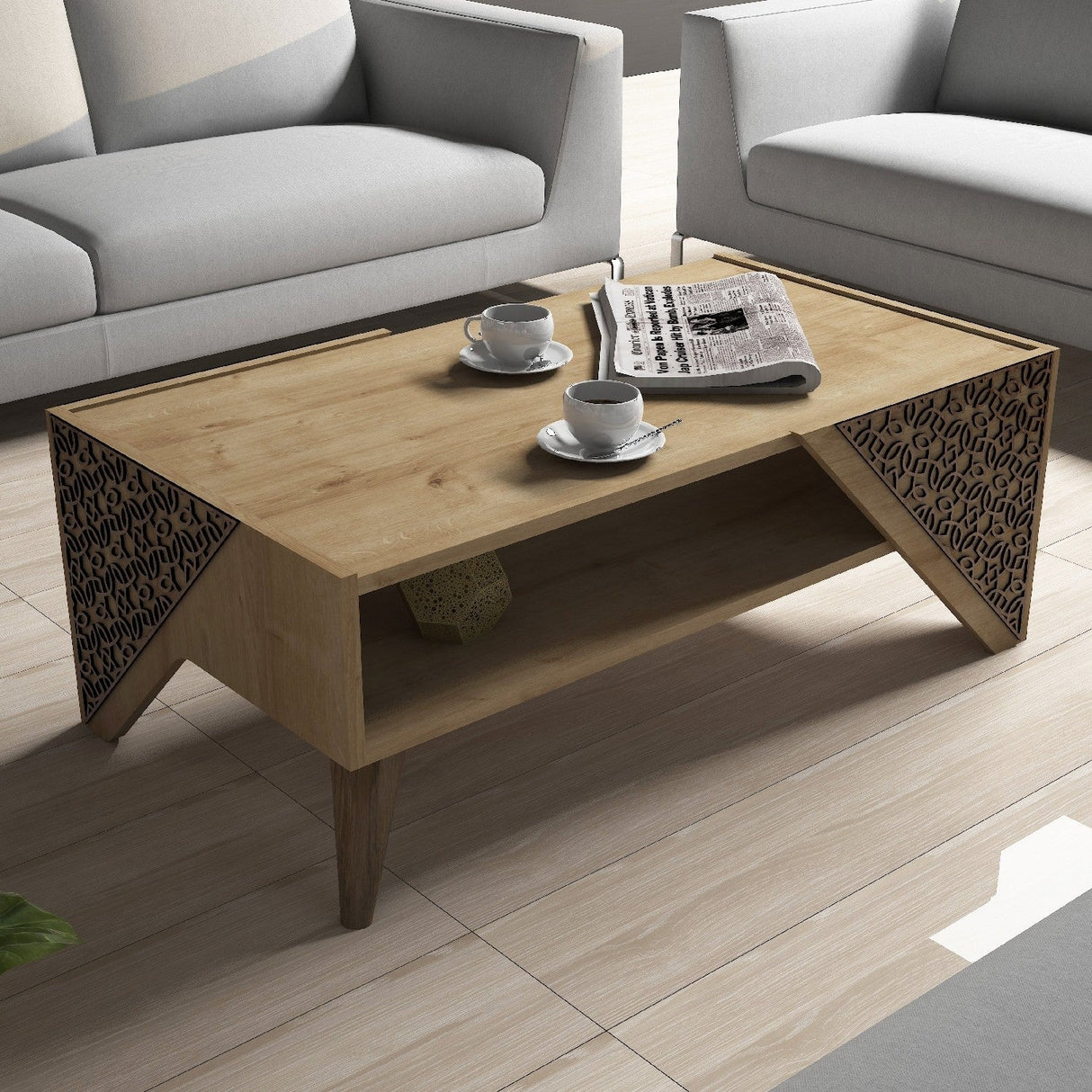 Măsuță de cafea Beril, Diverse culori, 105x40x58 cm - Stejar | SKU: 845HCT2804 | Măsuță de cafea Beril, 105x40x58 cm, varianta Stejar, produs pentru amenajarea locuinței, disponibil online în România la CasaMob