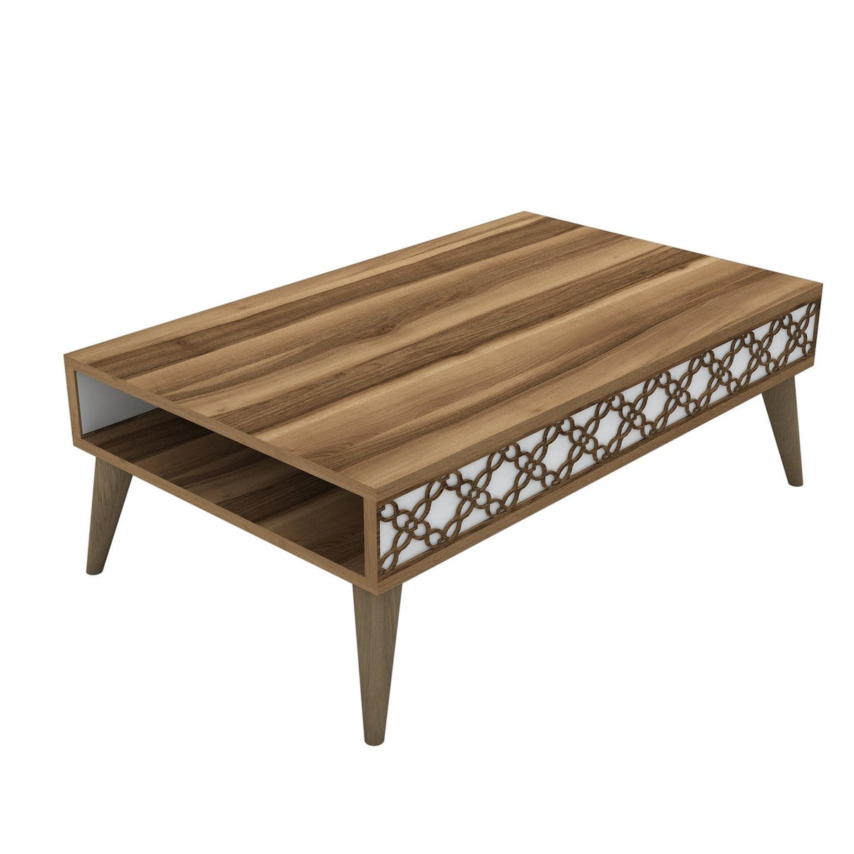 Măsuță de cafea City, Diverse culori, 105x60x37 cm - Nuc - Alb | SKU: 845HCT2809 | Măsuță de cafea City, 105x60x37 cm, varianta Nuc - Alb, produs pentru amenajarea locuinței, disponibil online în România la CasaMob