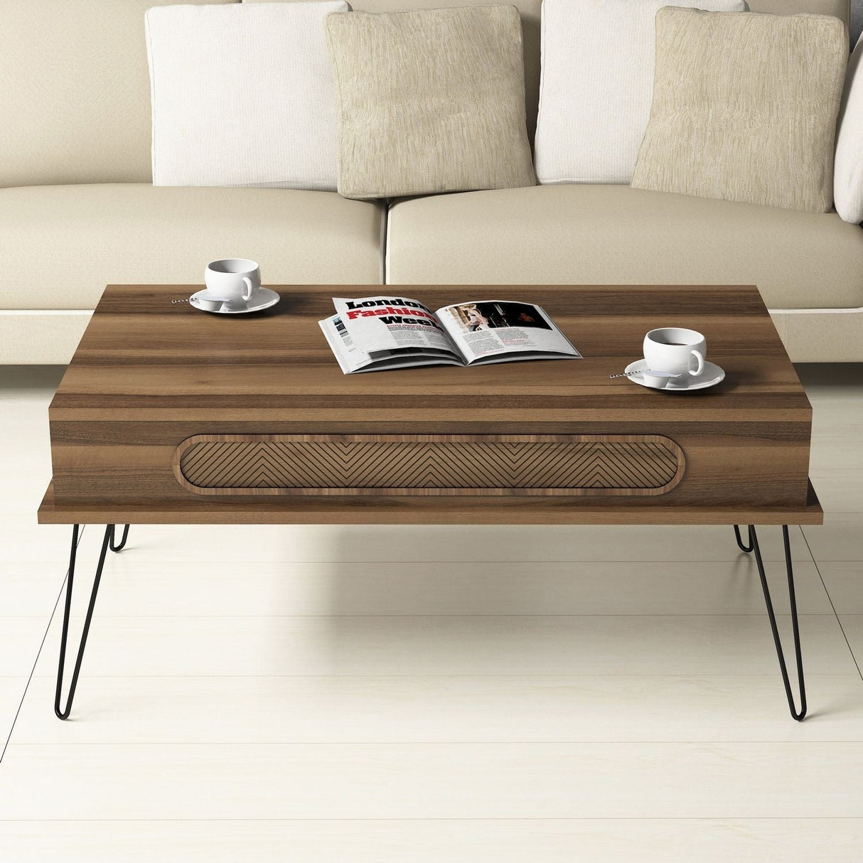 Măsuță de cafea Ekol, Diverse culori, 105x56x46 cm - Nuc | SKU: 845HCT2815 | Măsuță de cafea Ekol, 105x56x46 cm, varianta Nuc, produs pentru amenajarea locuinței, disponibil online în România la CasaMob