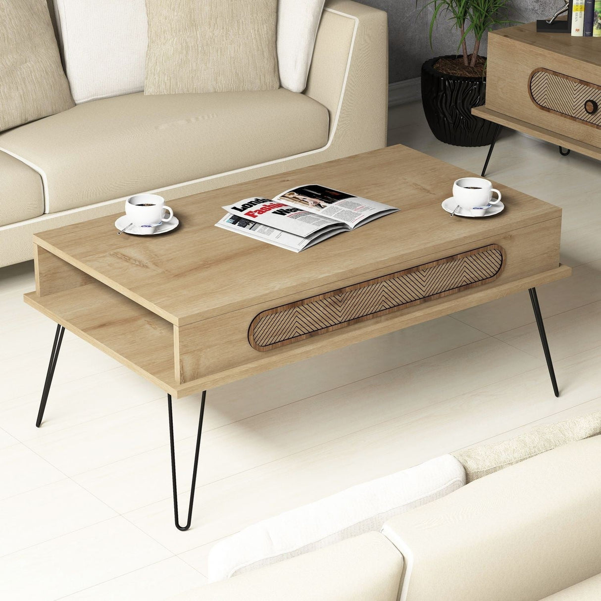 Măsuță de cafea Ekol, Diverse culori, 105x56x46 cm - Stejar | SKU: 845HCT2817 | Măsuță de cafea Ekol, 105x56x46 cm, varianta Stejar, produs pentru amenajarea locuinței, disponibil online în România la CasaMob