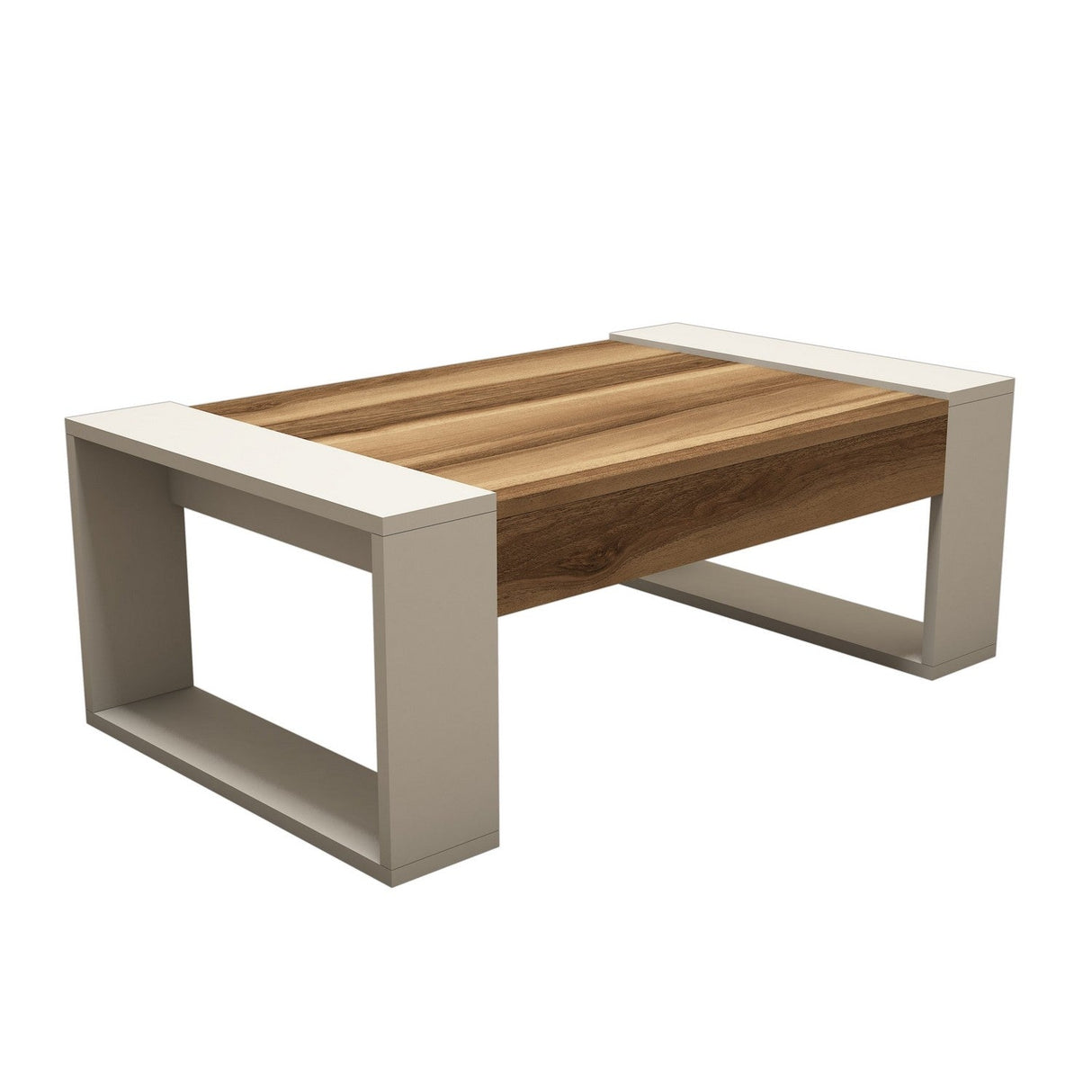Măsuță de cafea Venüs, Diverse culori, 102x60x38 cm - Nuc - Crem | SKU: 845HCT2819 | Măsuță de cafea Venüs, 102x60x38 cm, varianta Nuc - Crem, produs pentru amenajarea locuinței, disponibil online în România la CasaMob