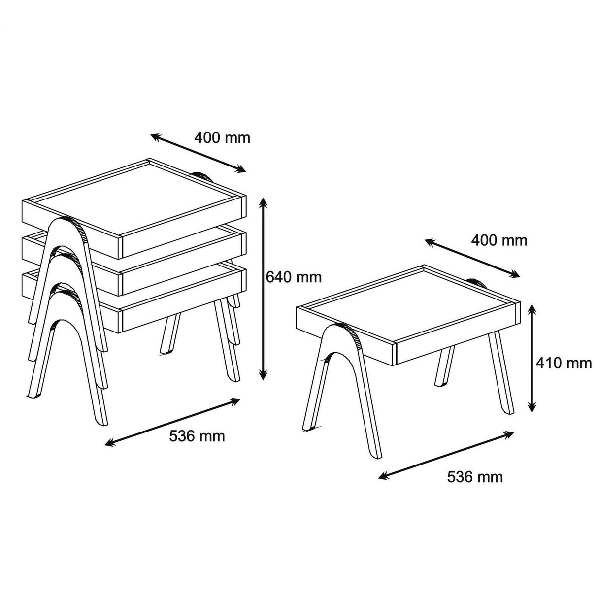 Set 3 măsuțe de cafea Roma, Diverse culori, 54x40x64 cm - Nuc | SKU: 845HCT2825 | Set 3 măsuțe de cafea Roma, 54x40x64 cm, varianta Nuc, produs pentru amenajarea locuinței, disponibil online în România la CasaMob