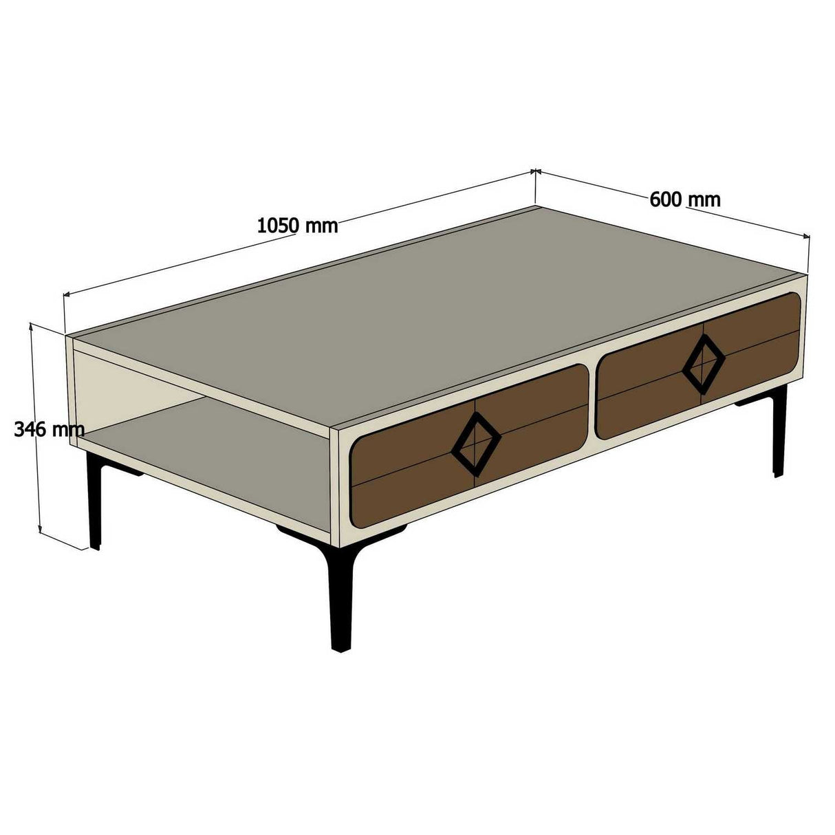 Măsuță de cafea Samba, Diverse culori, 105x60x35 cm - Nuc - Crem | SKU: 845HCT2849 | Măsuță de cafea Samba, 105x60x35 cm, varianta Nuc - Crem, produs pentru amenajarea locuinței, disponibil online în România la CasaMob