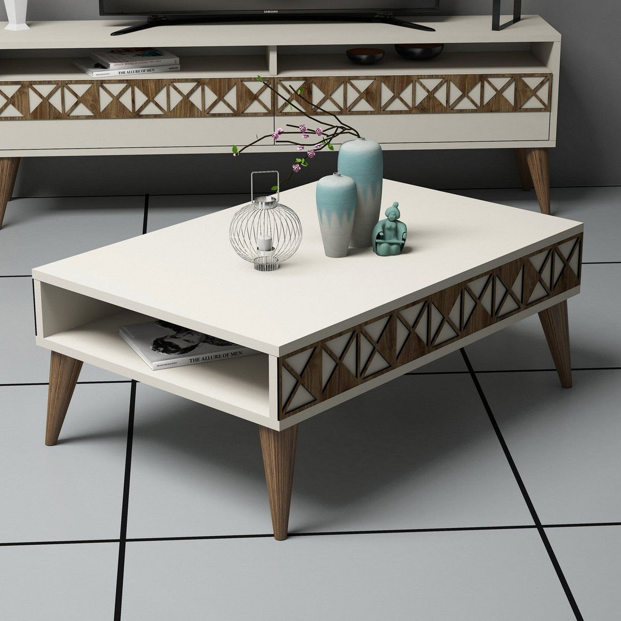Măsuță de cafea Line, Diverse culori, 90x60x35 cm - Crem | SKU: 845HCT2869 | Măsuță de cafea Line, 90x60x35 cm, varianta Crem, produs pentru amenajarea locuinței, disponibil online în România la CasaMob