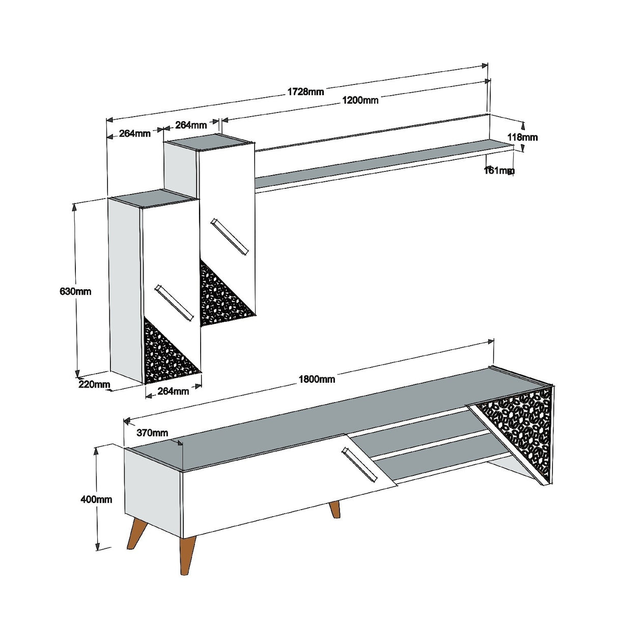 Comodă TV Beril, Diverse culori, 180x37x40 cm - Alb | SKU: 845HCT3001 | Comodă TV Beril, 180x37x40 cm, varianta Alb, produs pentru amenajarea locuinței, disponibil online în România la CasaMob