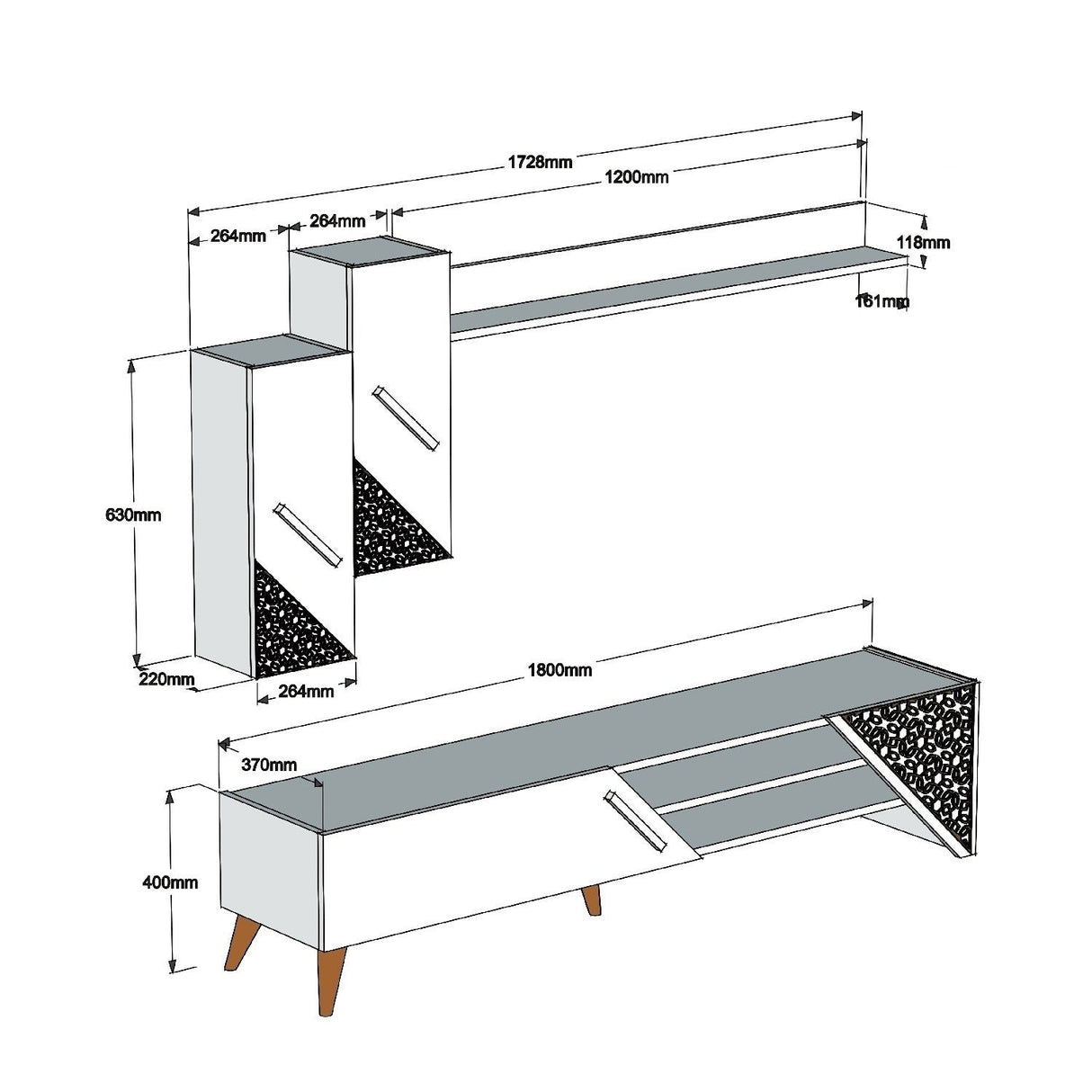Comodă TV Beril, Diverse culori, 180x37x40 cm - Nuc | SKU: 845HCT3002 | Comodă TV Beril, 180x37x40 cm, varianta Nuc, produs pentru amenajarea locuinței, disponibil online în România la CasaMob